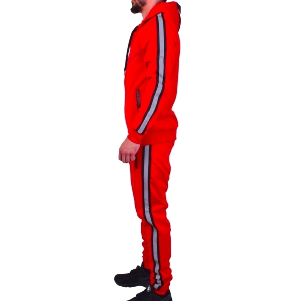 Riflessi Men's Athletic Sports Casual 2 Piece Reflective Tracksuit Hoodie Jogger - Picture 3 of 8